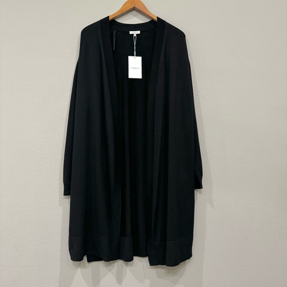 Lafayette 148 Long Cardigan Duster Size 1x Open Front Black - Picture 2 of 10